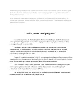 Typed Transcript - Azilda, centre rural progressif
